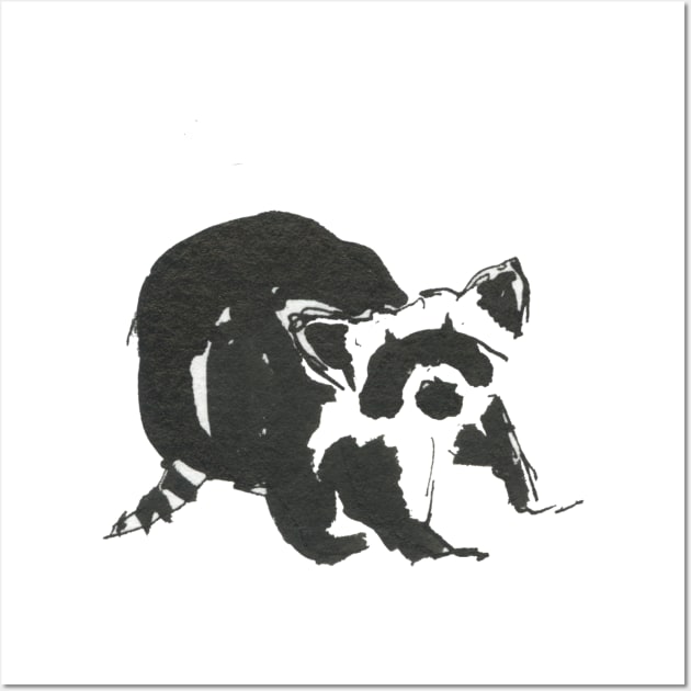 Raccoon Doodle Wall Art by Bollocks